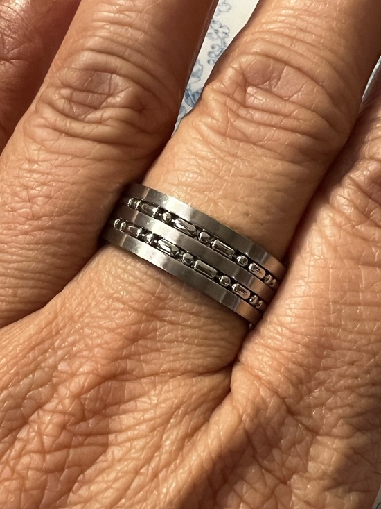 Other - Mens Ring Size 10 Brushed Stainless Steel Triple Channel Inlay Band #1020